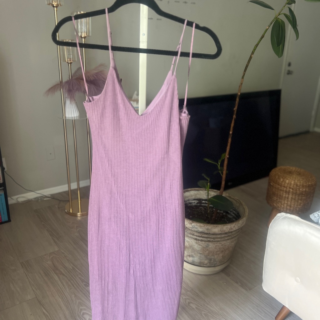 Express Lavender Ribbed Slip Dress Xs, Adjustable Straps